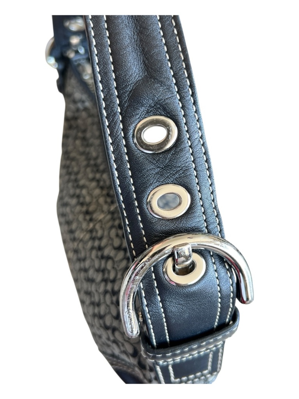 Vintage Coach Soho Signature Mini Hobo Bag - Y2K Black & Grey Demi Purse - Picture 12 of 12